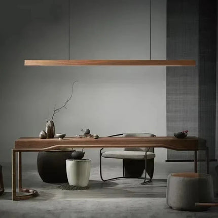 Suspension LED en bois massif noyer nordique, lumière chaude pour intérieur