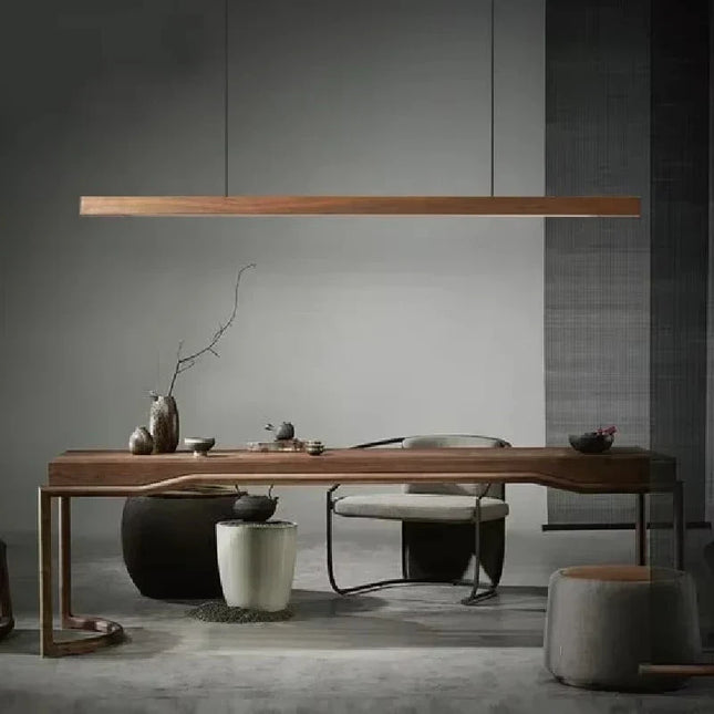 Suspension LED en bois massif noyer nordique, lumière chaude pour intérieur