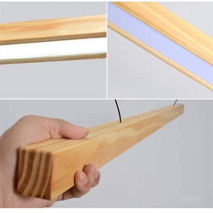 Suspension LED en bois massif noyer nordique, lumière chaude pour intérieur