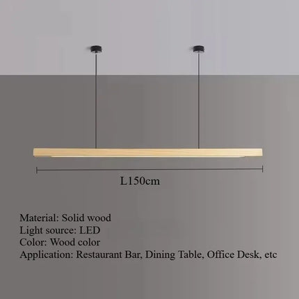 Suspension LED en bois massif noyer nordique, lumière chaude pour intérieur