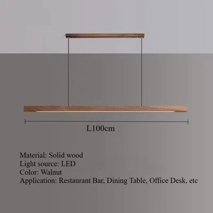 Suspension LED en bois massif noyer nordique, lumière chaude pour intérieur