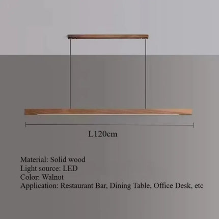 Suspension LED en bois massif noyer nordique, lumière chaude pour intérieur