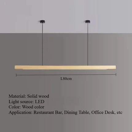 Suspension LED en bois massif noyer nordique, lumière chaude pour intérieur