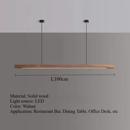 Suspension LED en bois massif noyer nordique, lumière chaude pour intérieur