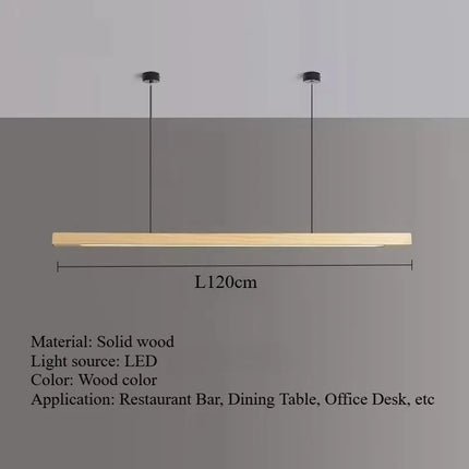 Suspension LED en bois massif noyer nordique, lumière chaude pour intérieur
