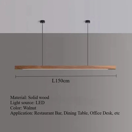 Suspension LED en bois massif noyer nordique, lumière chaude pour intérieur