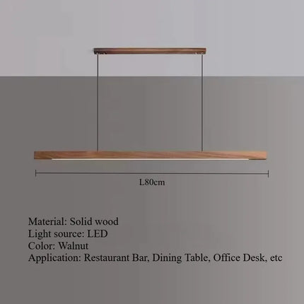 Suspension LED en bois massif noyer nordique, lumière chaude pour intérieur