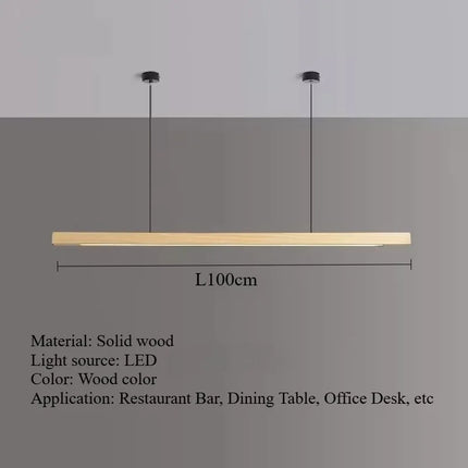 Suspension LED en bois massif noyer nordique, lumière chaude pour intérieur