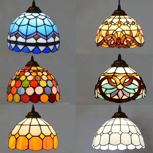 Suspension Tiffany en verre coloré pour salle à manger et chambre
