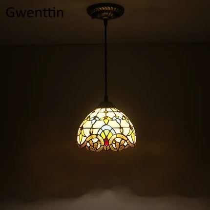 Suspension Tiffany en verre coloré pour salle à manger et chambre