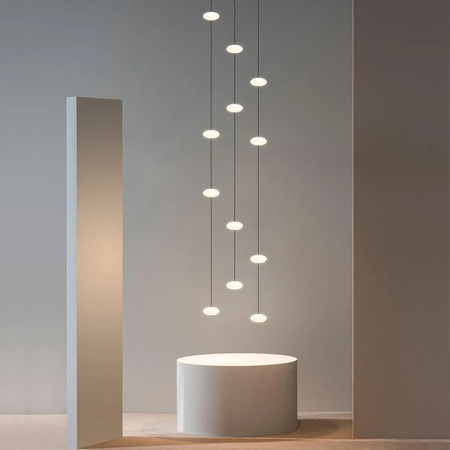 Suspension Plafonnier Nordique Minimaliste en Aluminium LED pour Villa et Escalier
