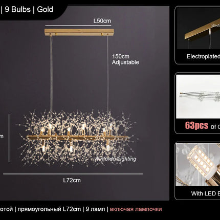 Suspension moderne cristal G9 pissenlit LED pour salon et boutique