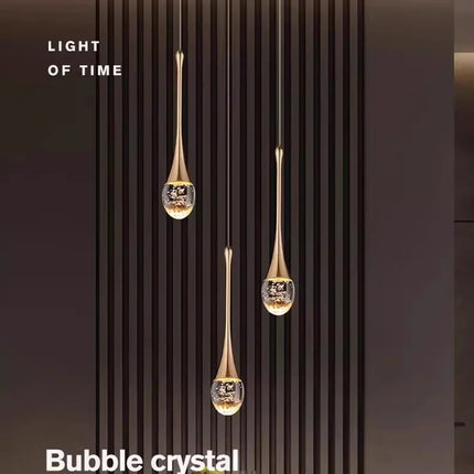 Suspension moderne en cristal à bulles avec lumière LED chaude pour intérieur