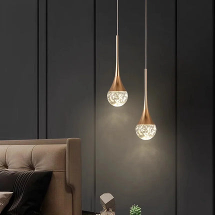 Suspension moderne en cristal à bulles avec lumière LED chaude pour intérieur