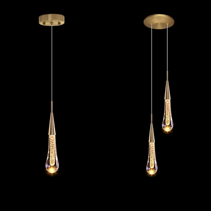 Suspension moderne en cristal à bulles avec lumière LED chaude pour intérieur