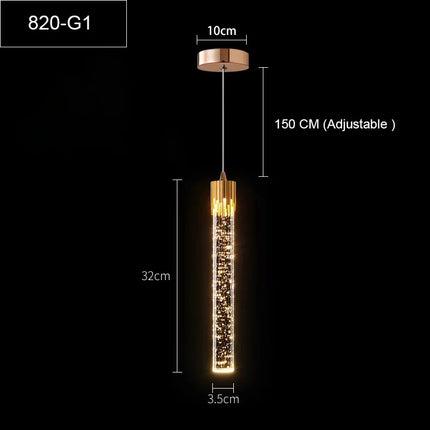 Suspension moderne en cristal à bulles avec lumière LED chaude pour intérieur