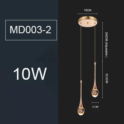 Suspension moderne en cristal à bulles avec lumière LED chaude pour intérieur