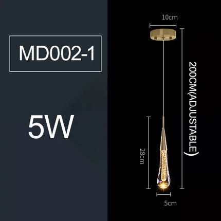 Suspension moderne en cristal à bulles avec lumière LED chaude pour intérieur