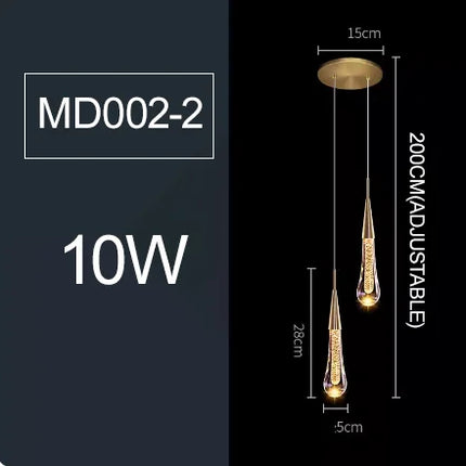 Suspension moderne en cristal à bulles avec lumière LED chaude pour intérieur