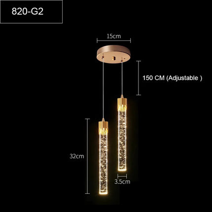 Suspension moderne en cristal à bulles avec lumière LED chaude pour intérieur