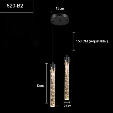 Suspension moderne en cristal à bulles avec lumière LED chaude pour intérieur