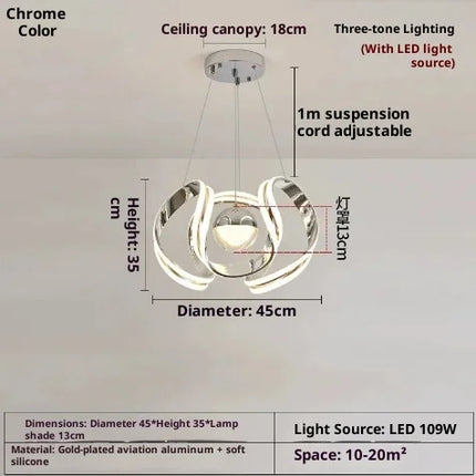 Suspension lustre anneau boule LED design moderne en métal, ambiance cosy