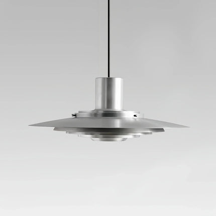 Suspension LED multicouche en métal argenté, design nordique moderne, éclairage d’ambiance cosy pour intérieur