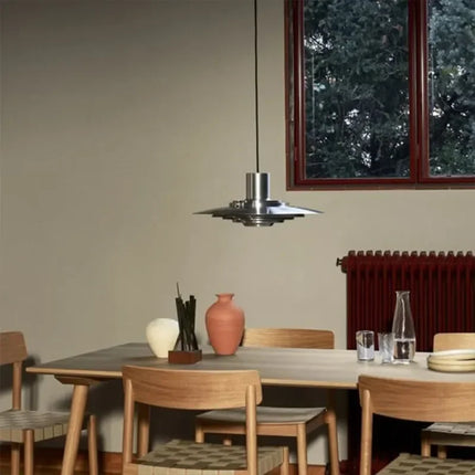 Suspension LED multicouche en métal argenté, design nordique moderne, éclairage d’ambiance cosy pour intérieur