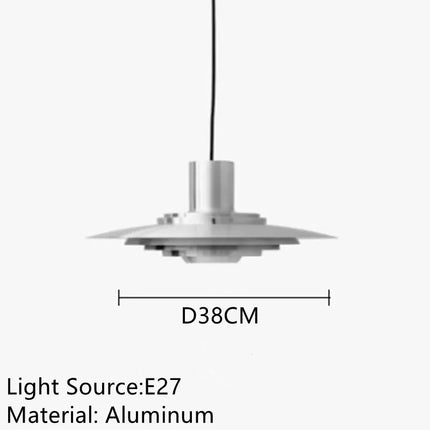Suspension LED multicouche en métal argenté, design nordique moderne, éclairage d’ambiance cosy pour intérieur