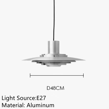 Suspension LED multicouche en métal argenté, design nordique moderne, éclairage d’ambiance cosy pour intérieur