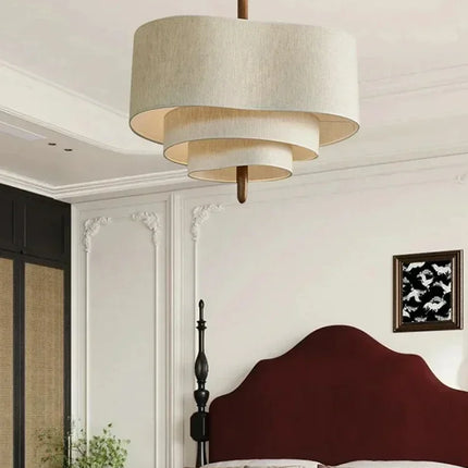 Suspension rétro japonaise en tissu Wabi Sabi, éclairage E27 pour salon et restaurant