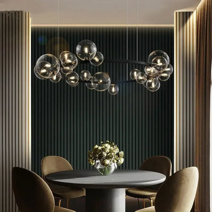 Suspension moderne en verre clair à bulles design minimaliste