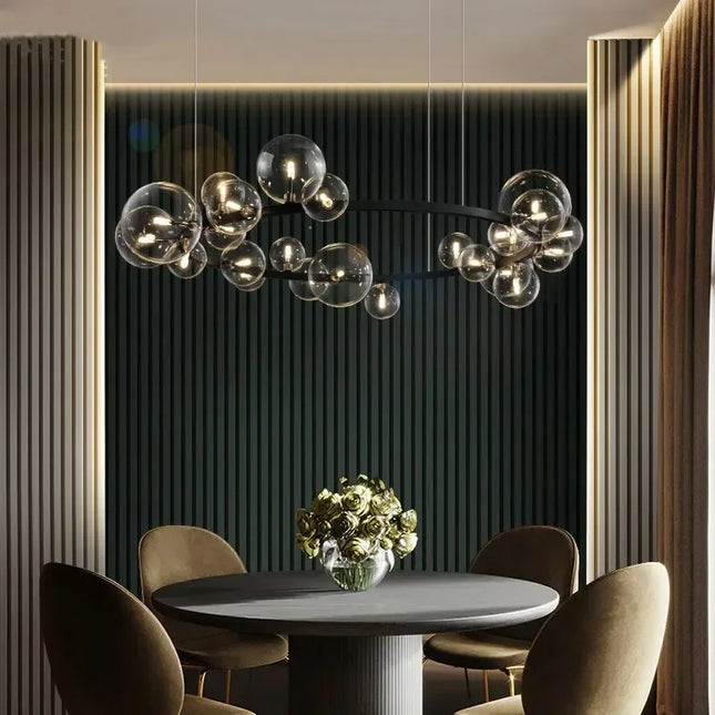 Suspension moderne en verre clair à bulles design minimaliste