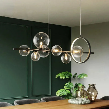 Suspension moderne en verre clair à bulles design minimaliste