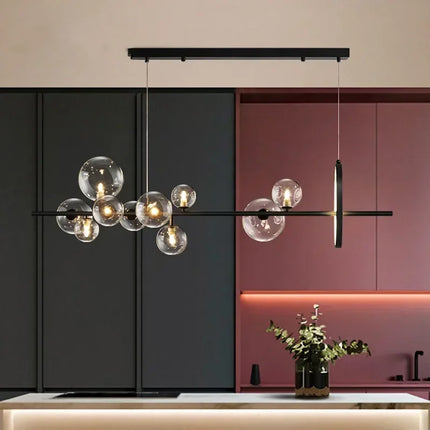 Suspension moderne en verre clair à bulles design minimaliste