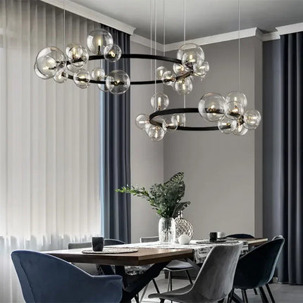 Suspension moderne en verre clair à bulles design minimaliste