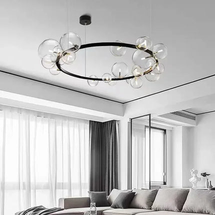 Suspension moderne en verre clair à bulles design minimaliste