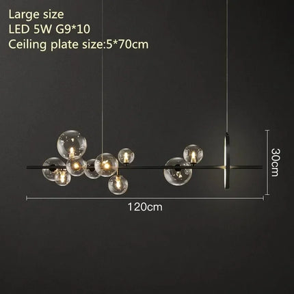 Suspension moderne en verre clair à bulles design minimaliste