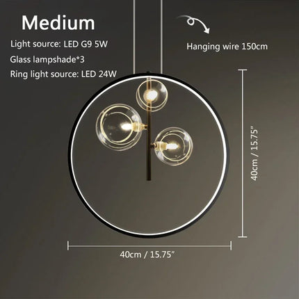 Suspension moderne en verre clair à bulles design minimaliste