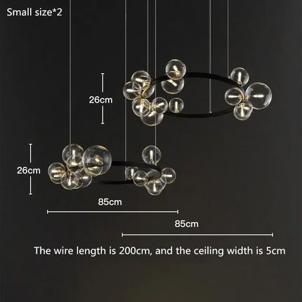 Suspension moderne en verre clair à bulles design minimaliste