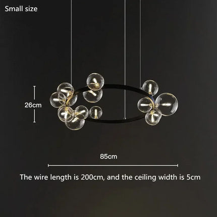 Suspension moderne en verre clair à bulles design minimaliste