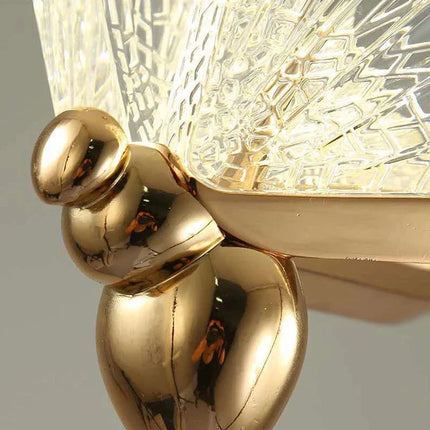 Suspension papillon LED en fer moderne avec abat-jour acrylique, lumière chaleureuse