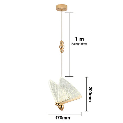 Suspension papillon LED en fer moderne avec abat-jour acrylique, lumière chaleureuse