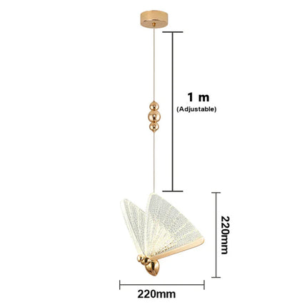 Suspension papillon LED en fer moderne avec abat-jour acrylique, lumière chaleureuse