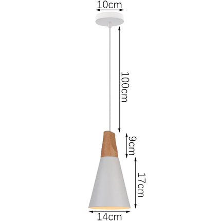 Suspension LED E27 moderne en fer et bois style nordique pour salon et cuisine