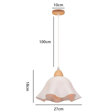 Suspension LED E27 moderne en fer et bois style nordique pour salon et cuisine