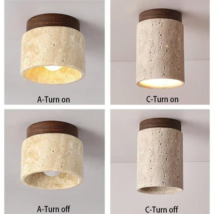 Suspension moderne en travertin pierre, luminaire d’intérieur chaleureux pour couloir et chambre