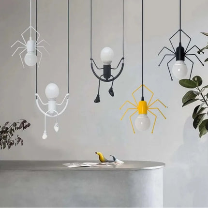 Suspension nordique araignée en fer, éclairage LED rétro pour chambre et café