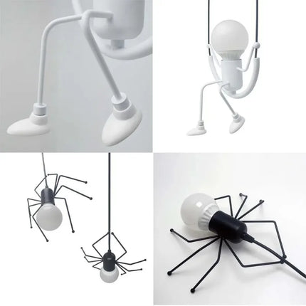 Suspension nordique araignée en fer, éclairage LED rétro pour chambre et café