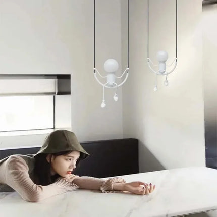 Suspension nordique araignée en fer, éclairage LED rétro pour chambre et café